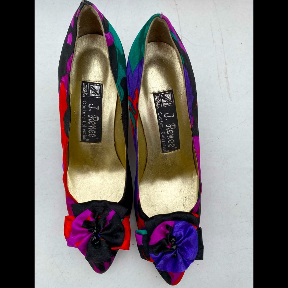 J. Renee Couture multicolor floral  silk Pumps